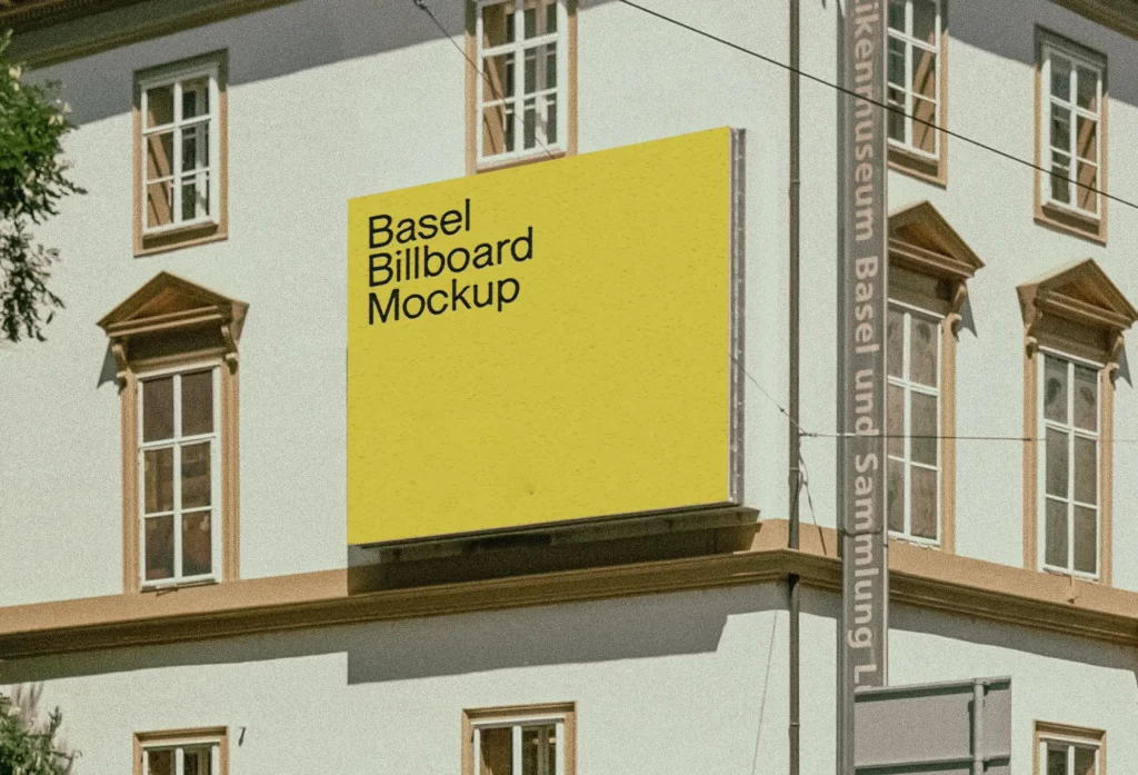 Square billboard mockup Billboard on Wall