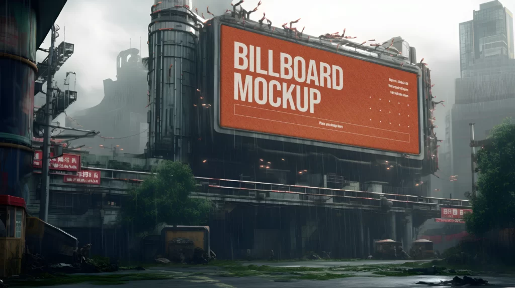 Future Billboard Right Angled View billboard mockup
