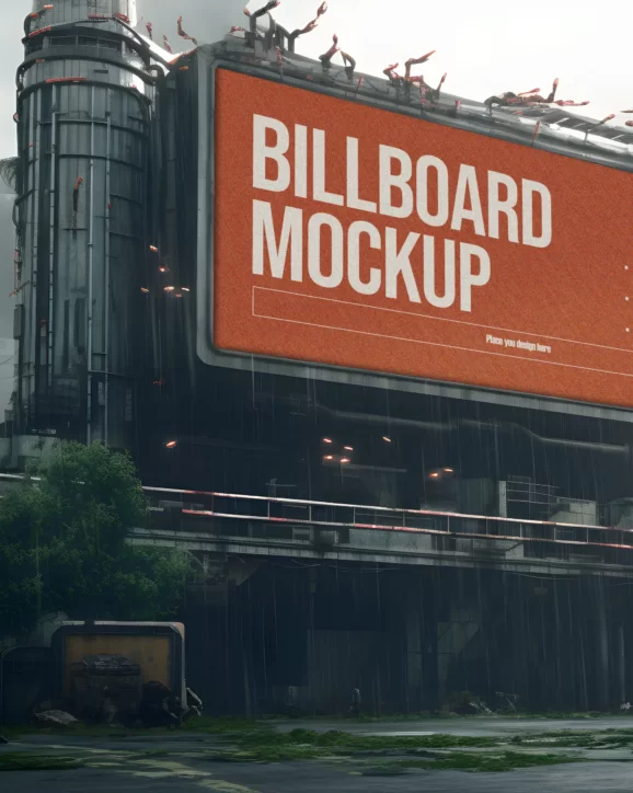 Future Billboard Right Angled View billboard mockup