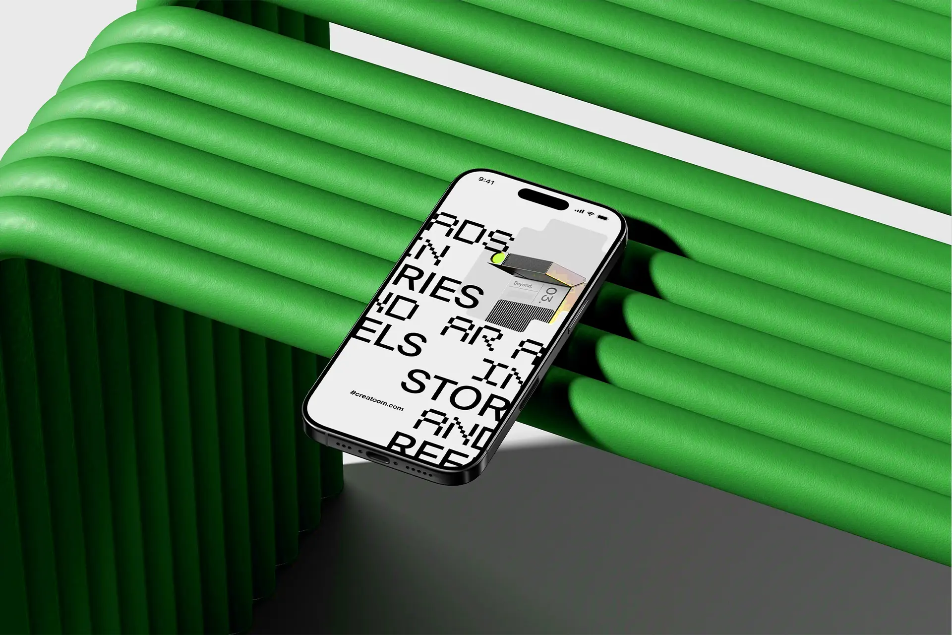 Free Iphone 16 Pro Mockup On The Bench Isometric