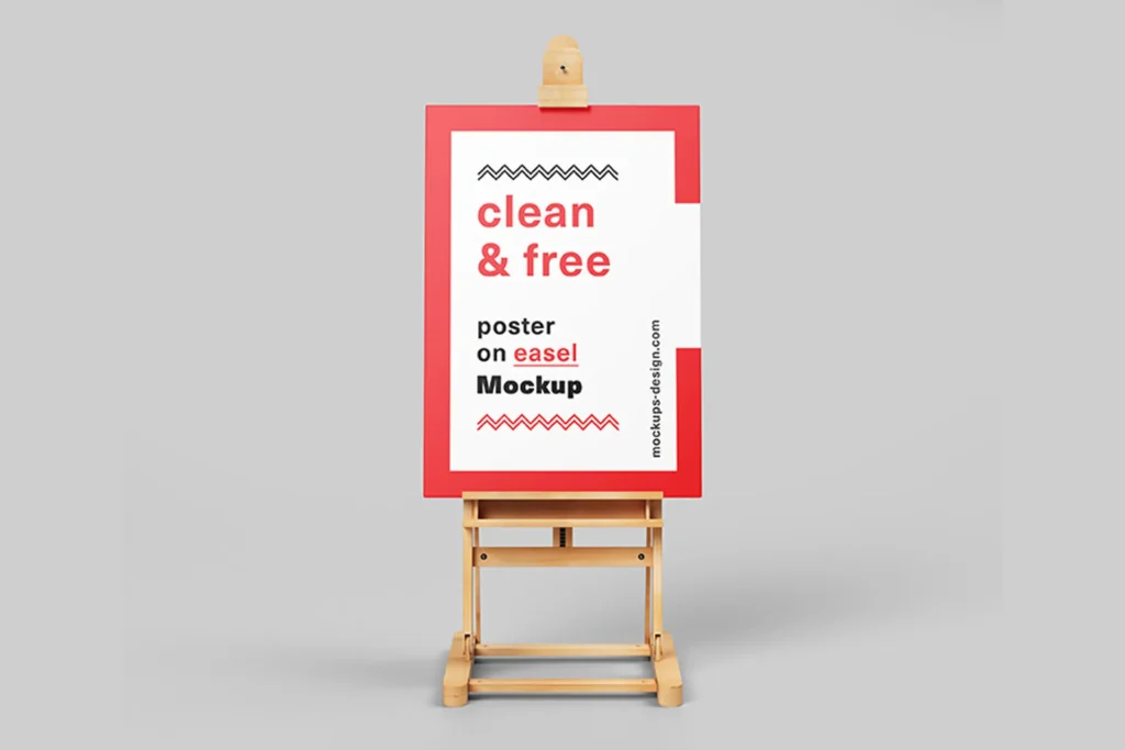 Free Poster on easel PSD Mockup