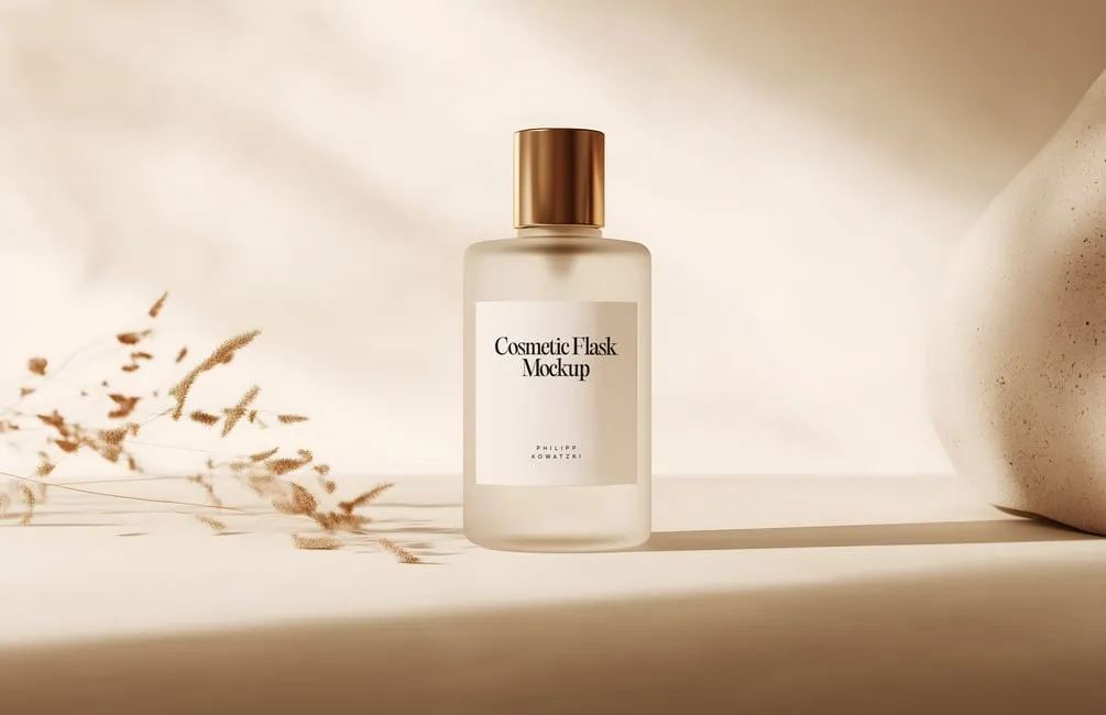 Free Flask Perfume Bottle Mockup