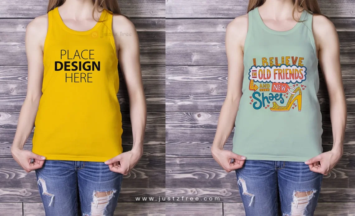 Free Girl in Tank Top Mockup PSD for Professional Branding