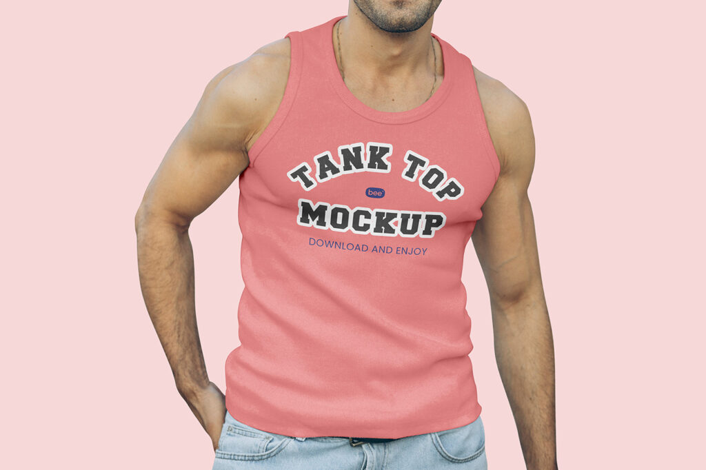 Free Photo Realistic Men Tank Top Mockup PSD for Fashion Design
