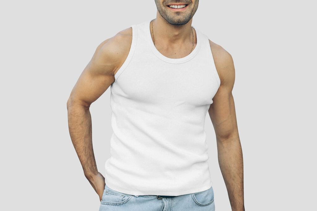 Free Photo Realistic Men Tank Top Mockup PSD for Fashion Design
