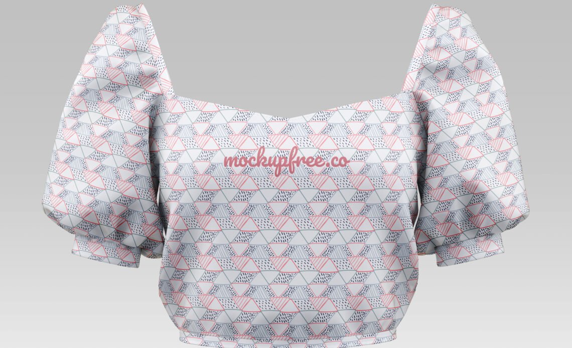 Free Puff Sleeve Top PSD Mockup for Fashion Design